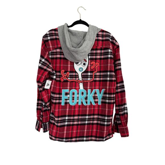 NWT Disney Toy Story 4 Plaid Zip up Hoodie Forky Women’s Small - Picture 7 of 7